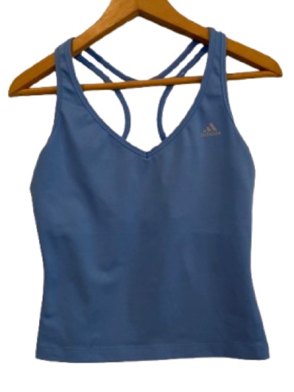 Adidas Blue Racerback Athletic Tank Top Built In Bra Workout Activewear